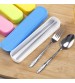 Bộ đũa thìa dĩa cá nhân ăn trưa văn phòng tặng hộp đựng màu trơn tùy chọn (DTD06)